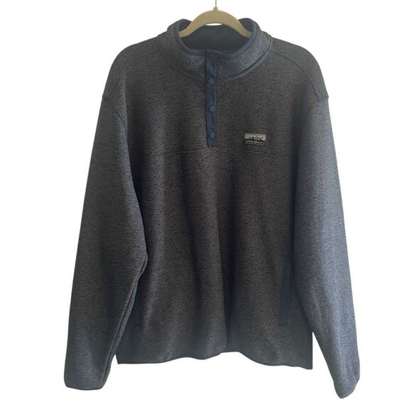 New Eddie Bauer Blue Sweater Fleece Knit Sweatshirt Men’s Size XL Pockets - Picture 1 of 6